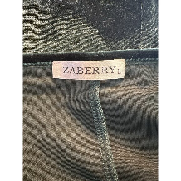 ZABERRY Women Green VNeck Long sleeve Ruched Velvet Cocktail Evening Dress Large - Picture 5 of 5